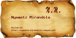 Nyemetz Mirandola névjegykártya